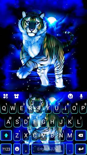 Neon Blue Tiger King Keyboard Theme - عکس برنامه موبایلی اندروید