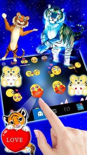 Neon Blue Tiger King Keyboard Theme - عکس برنامه موبایلی اندروید