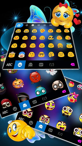 Neon Butterfly Sparkle Keyboard Theme - عکس برنامه موبایلی اندروید