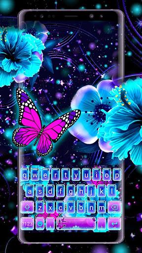 Neon Flower Butterfly Keyboard Theme - Image screenshot of android app