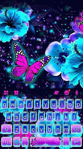 Neon Flower Butterfly Keyboard Theme - Image screenshot of android app