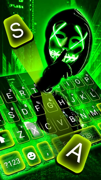 Neon Green Purge Man Keyboard Theme - عکس برنامه موبایلی اندروید