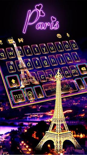 Neon Paris Night Tower Keyboard Theme - Image screenshot of android app