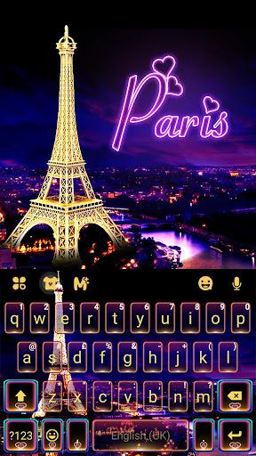 Neon Paris Night Tower Keyboard Theme - Image screenshot of android app