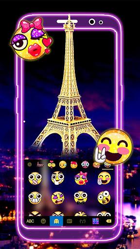 Neon Paris Night Tower Keyboard Theme - عکس برنامه موبایلی اندروید