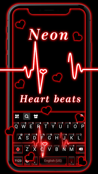 Neon Red Heartbeat Theme - عکس برنامه موبایلی اندروید