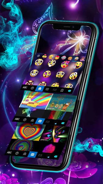 Neon Sparkle Butterfly Keyboard Theme - Image screenshot of android app