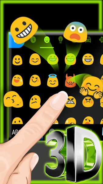 Neon 3d Green Black Tech Keyboard Theme - عکس برنامه موبایلی اندروید