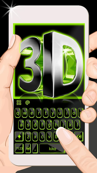 Neon 3d Green Black Tech Keyboard Theme - عکس برنامه موبایلی اندروید