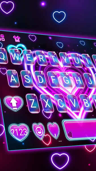 Neon ۳d Heart Keyboard Theme - عکس برنامه موبایلی اندروید