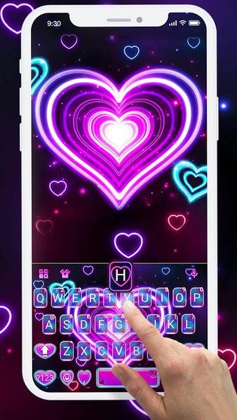 Neon ۳d Heart Keyboard Theme - عکس برنامه موبایلی اندروید