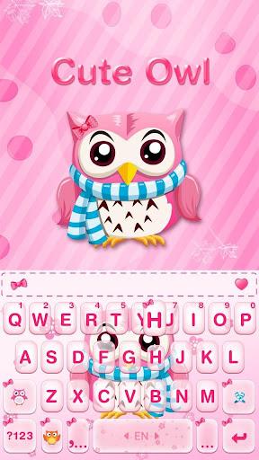 Pink Cute Owl Keyboard Theme - Image screenshot of android app