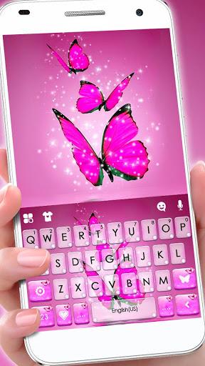 Pink Dreamy Butterflies Keyboard Theme - عکس برنامه موبایلی اندروید