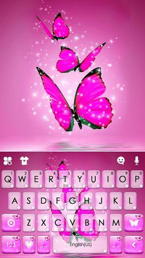 Pink Dreamy Butterflies Keyboard Theme - عکس برنامه موبایلی اندروید