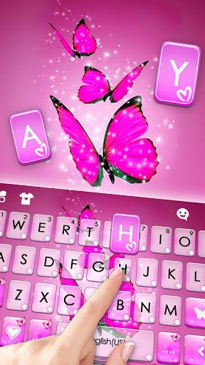 Pink Dreamy Butterflies Keyboard Theme - عکس برنامه موبایلی اندروید