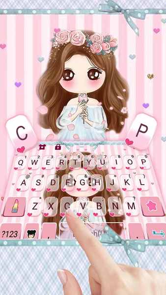 Pink Floral Girl Keyboard Them - عکس برنامه موبایلی اندروید