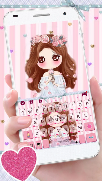 Pink Floral Girl Keyboard Them - عکس برنامه موبایلی اندروید