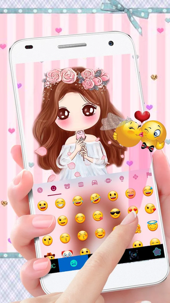 Pink Floral Girl Keyboard Them - عکس برنامه موبایلی اندروید