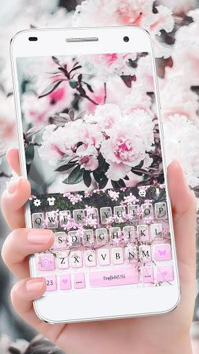 Pink Floral Wall Keyboard Theme - Image screenshot of android app