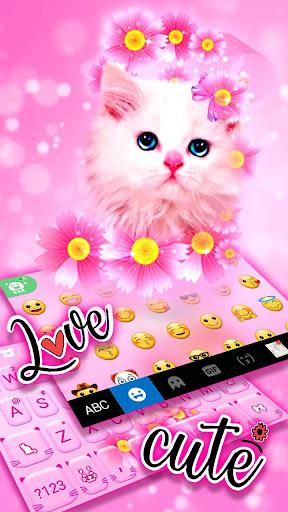 Pink Flowers Kitten Theme - عکس برنامه موبایلی اندروید