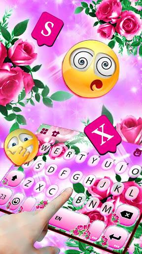 Pink Glamor Roses Keyboard Theme - Image screenshot of android app