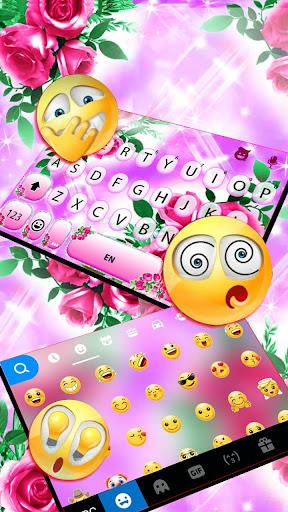 Pink Glamor Roses Keyboard Theme - Image screenshot of android app