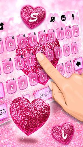 Pink Glitter Heart Keyboard Theme - Image screenshot of android app