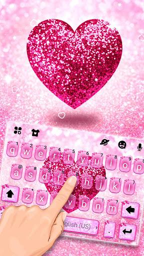 Pink Glitter Heart Keyboard Theme - Image screenshot of android app