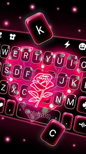 Pink Heart Black Keyboard Background - Image screenshot of android app
