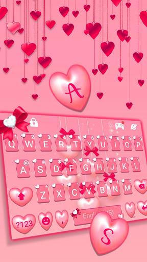Pink Heart Pearls Keyboard Theme - Image screenshot of android app