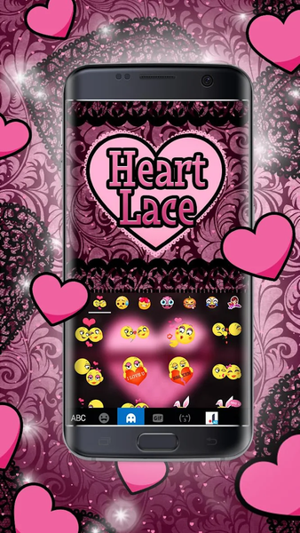 Pink Lace Heart Keyboard Theme - عکس برنامه موبایلی اندروید