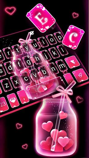 Pink Love Neon Keyboard Theme - عکس برنامه موبایلی اندروید