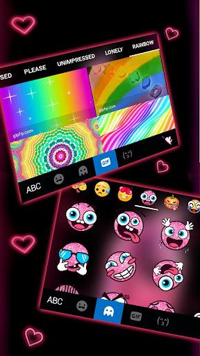 Pink Love Neon Keyboard Theme - عکس برنامه موبایلی اندروید