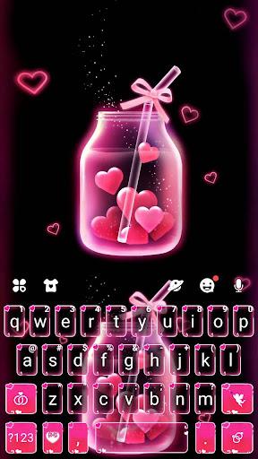 Pink Love Neon Keyboard Theme - عکس برنامه موبایلی اندروید