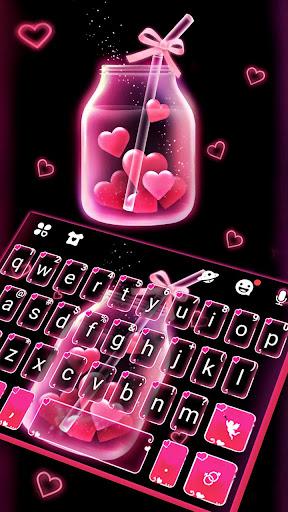 Pink Love Neon Keyboard Theme - Image screenshot of android app