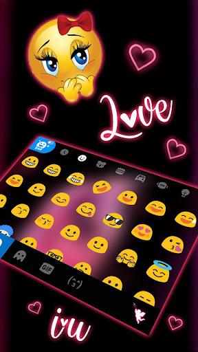 Pink Love Neon Keyboard Theme - عکس برنامه موبایلی اندروید