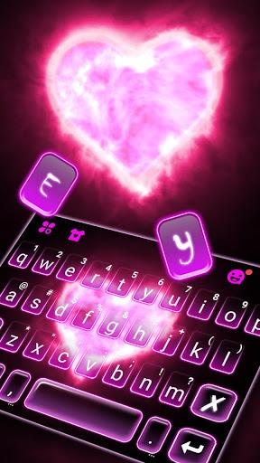 Pink Neon Heart 2 Keyboard Theme - Image screenshot of android app
