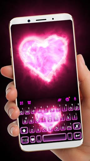 Pink Neon Heart 2 Keyboard Theme - Image screenshot of android app