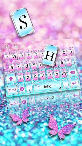 Pink Sparkle Butterfly Keyboard Theme - Image screenshot of android app