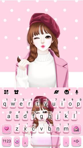 Pink Wink Girl Keyboard Theme - عکس برنامه موبایلی اندروید