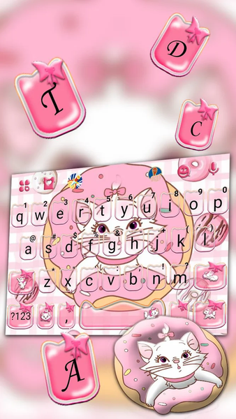 Pinky Cat Donut Keyboard Theme - عکس برنامه موبایلی اندروید