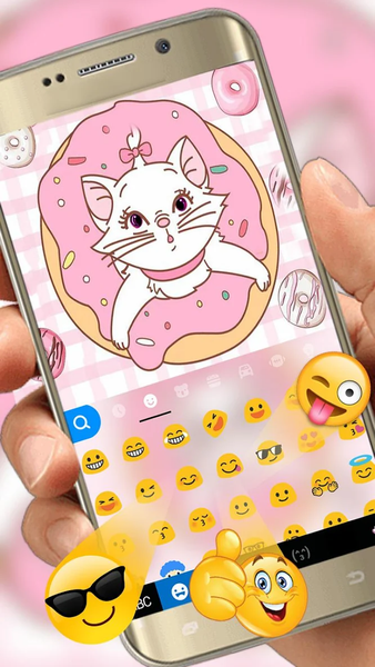 Pinky Cat Donut Keyboard Theme - Image screenshot of android app