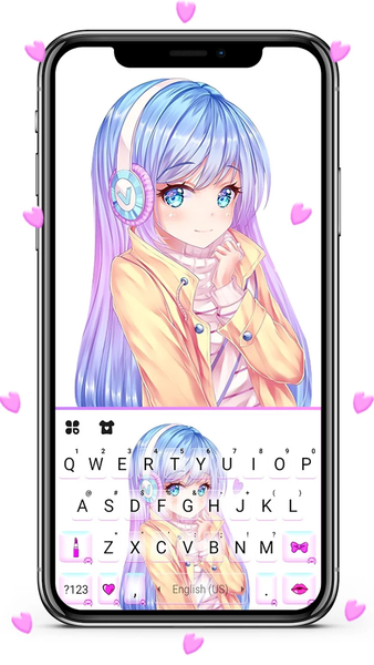 Pretty Anime Girl Keyboard Bac - عکس برنامه موبایلی اندروید
