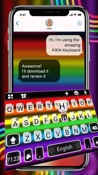 Pride Rainbow Neon Keyboard Theme - Image screenshot of android app