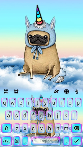 Pug Dog Unicorn Keyboard Theme - Image screenshot of android app