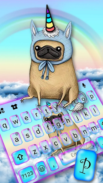 Pug Dog Unicorn Keyboard Theme - Image screenshot of android app
