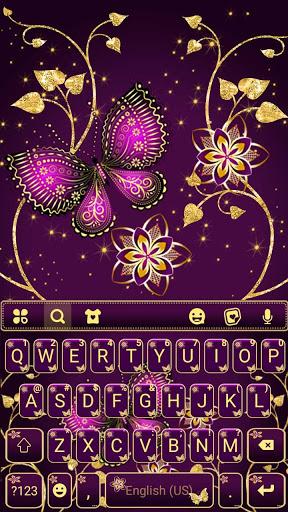Purple Gold Butterflies Keyboard Theme - عکس برنامه موبایلی اندروید