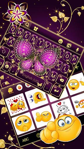 Purple Gold Butterflies Keyboard Theme - عکس برنامه موبایلی اندروید