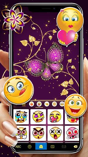 Purple Gold Butterflies Keyboard Theme - عکس برنامه موبایلی اندروید