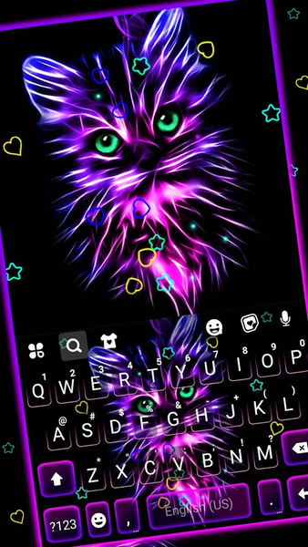 Purple Neon Cat Keyboard Theme - عکس برنامه موبایلی اندروید